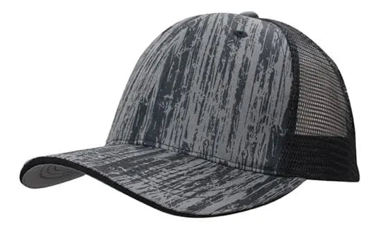 Headwear Woodprint Poly Twill Mesh Cap X12 - 4144 - City Workwear